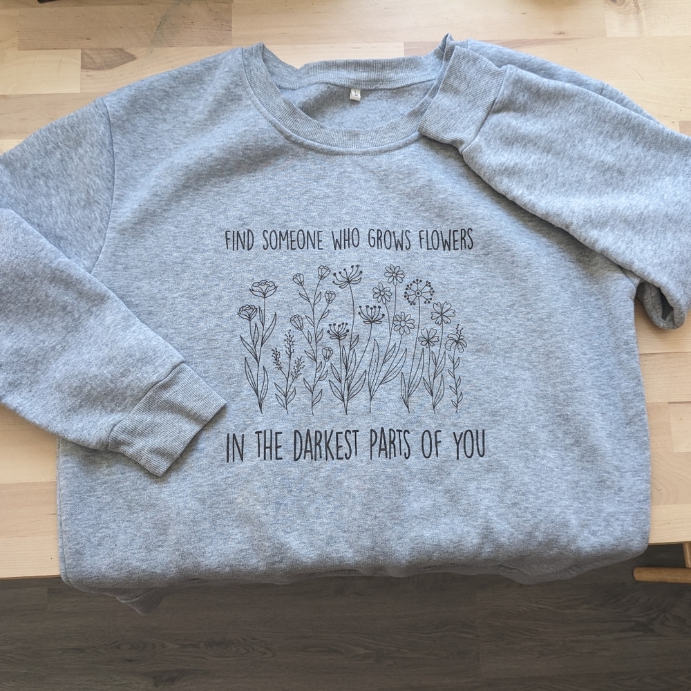 Grey Floral Crewneck Sweatshirt Zach Bryan Lyrics